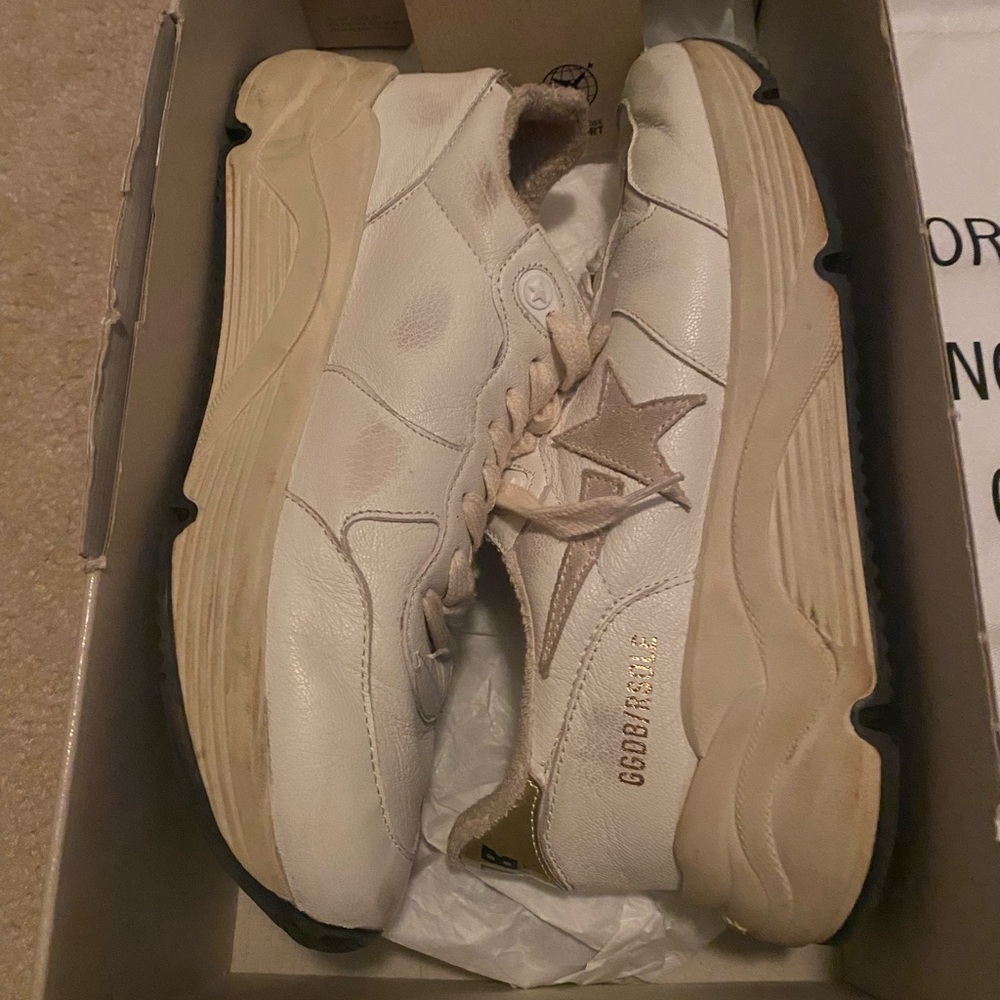 TRADE. Golden Goose Running Sole 38 White Beige Gold.